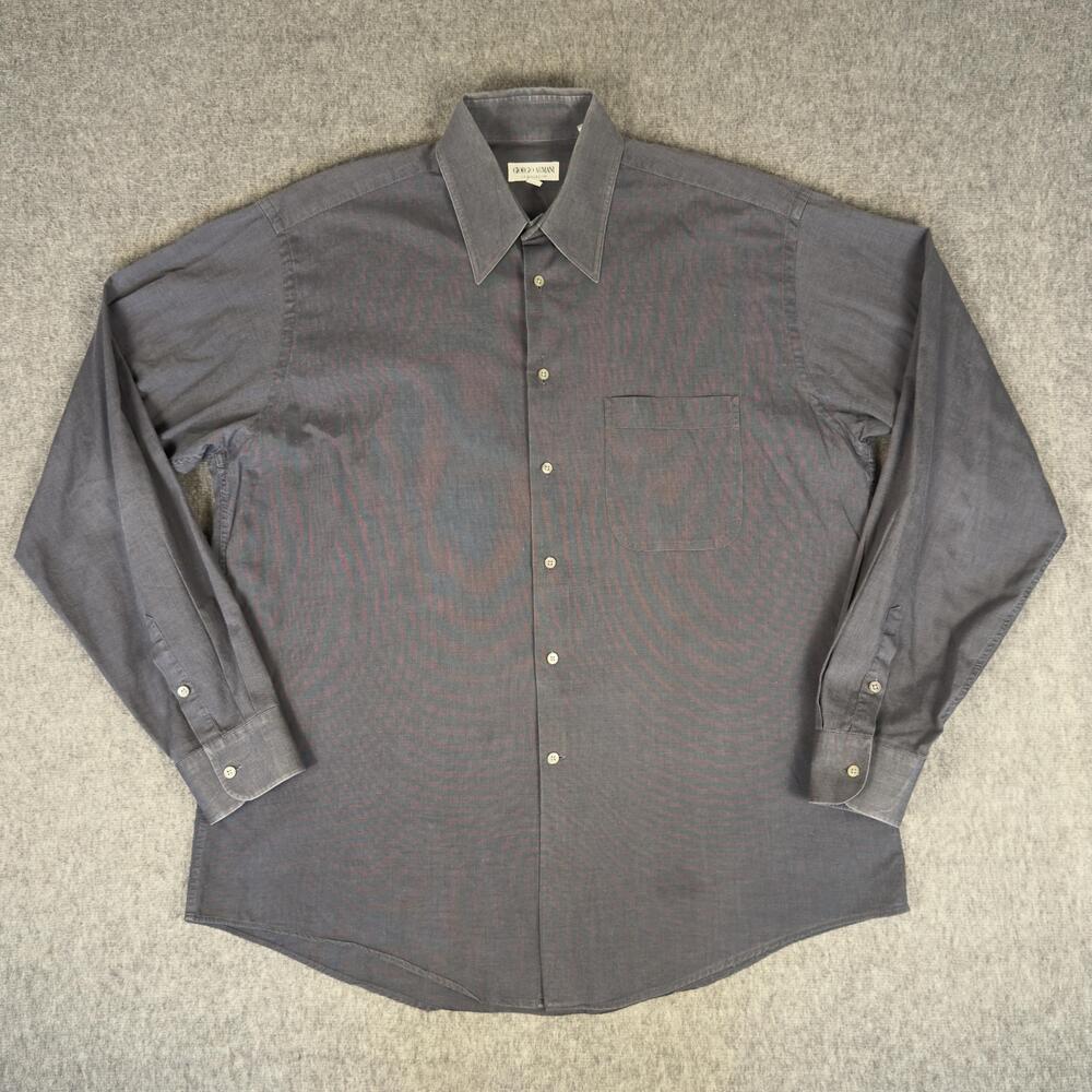 Vintage Giorgio Armani Le Collezioni Shirt Mens 15.5 34/35 Gray Button Down